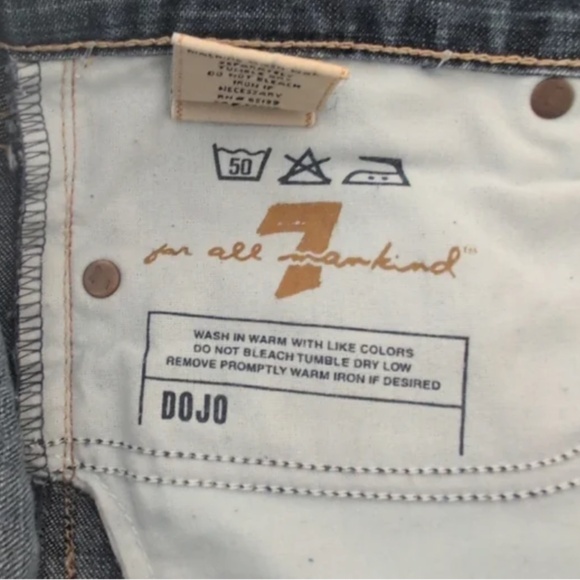 7 for all mankind Jeans Women's 34 Dojo Flare Sanded Whiskering Blue Low Rise - Picture 12 of 12